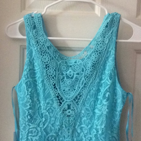 Jodi Kristopher Blue Aqua Lace Dress - Picture 3 of 7
